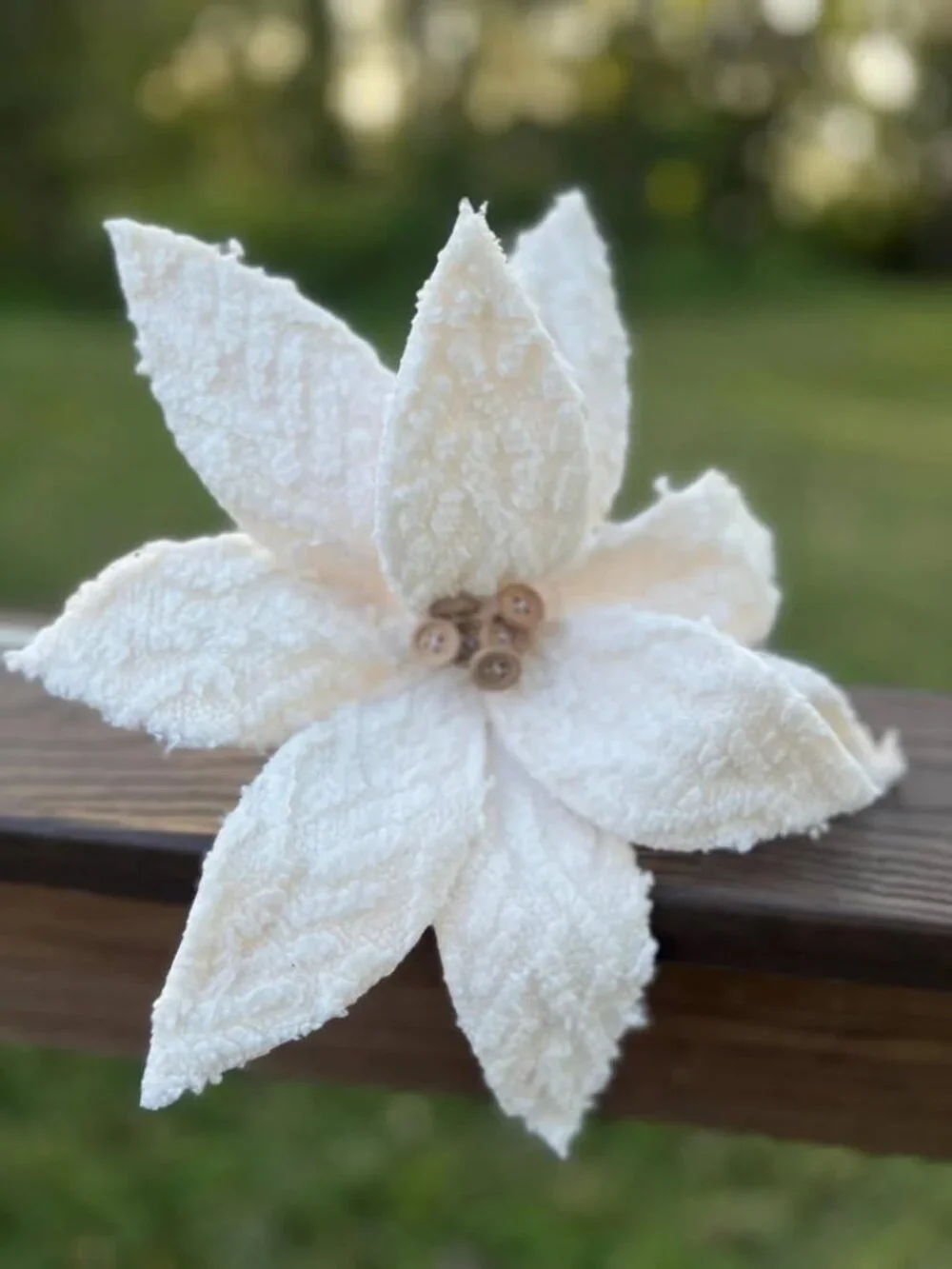 22 inch Winter Chalet White Poinsettia with Buttons Christmas Tree Accent Decor